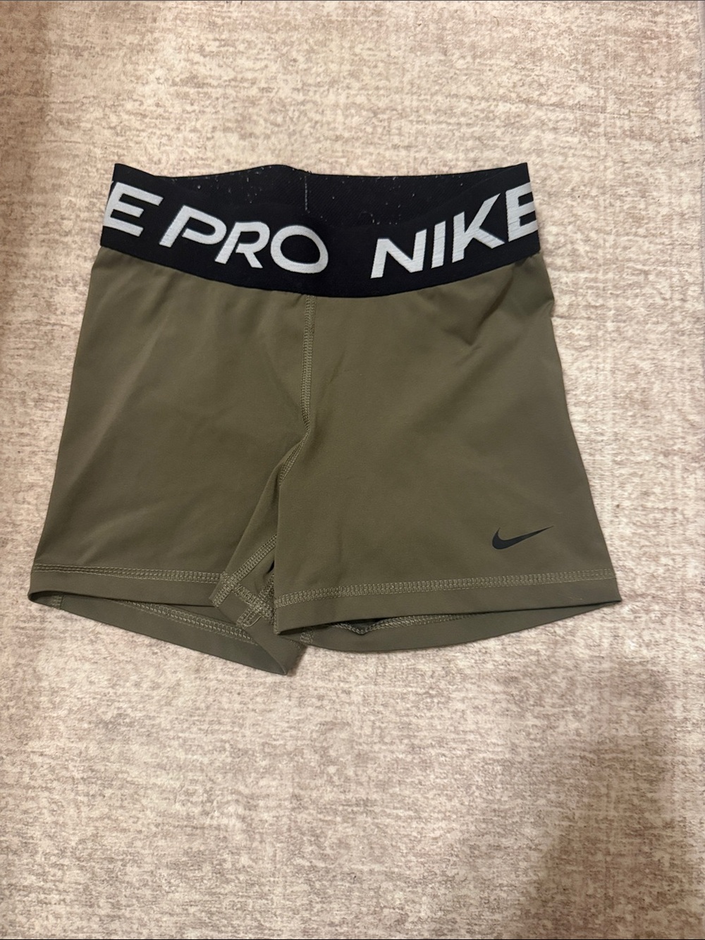 Nike Pro Olive Green Women's Training Shorts with Black Branded Waistband